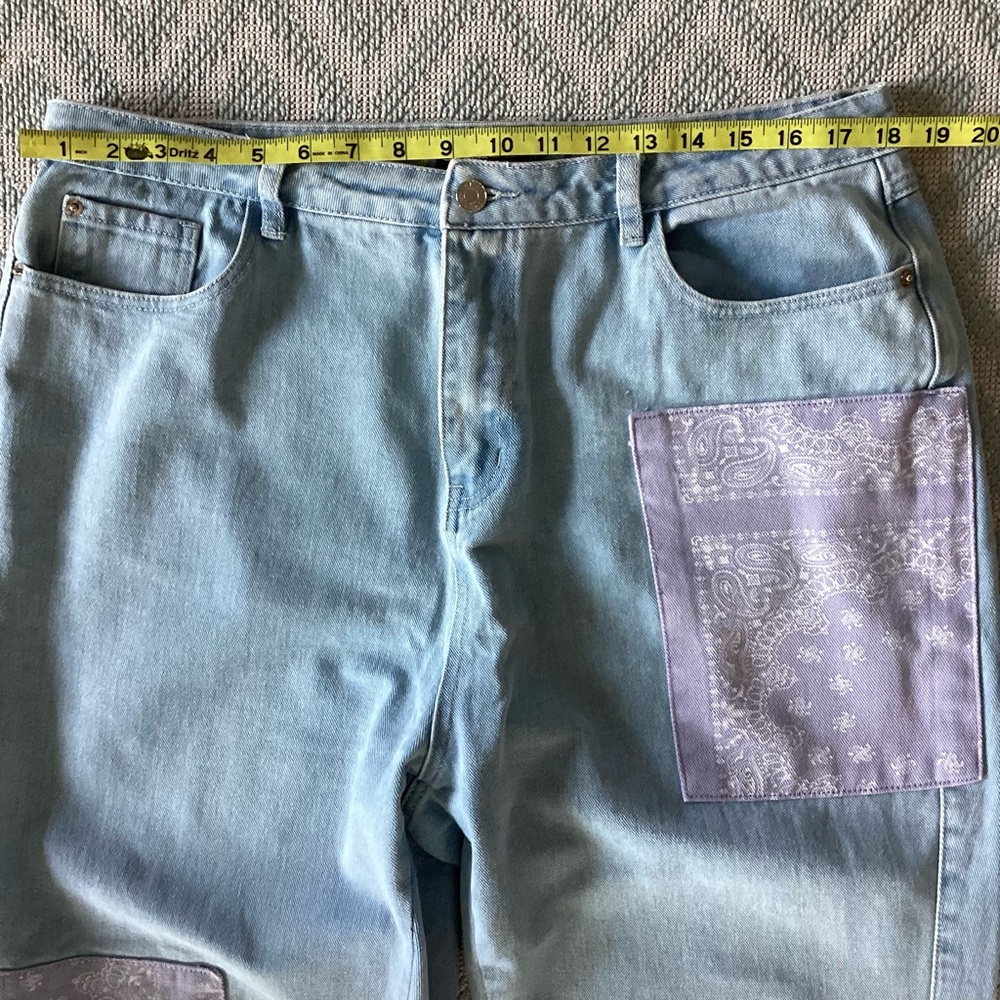 Missguided Riot High Rise Patchwork Jeans Size 14 - Picture 4 of 10